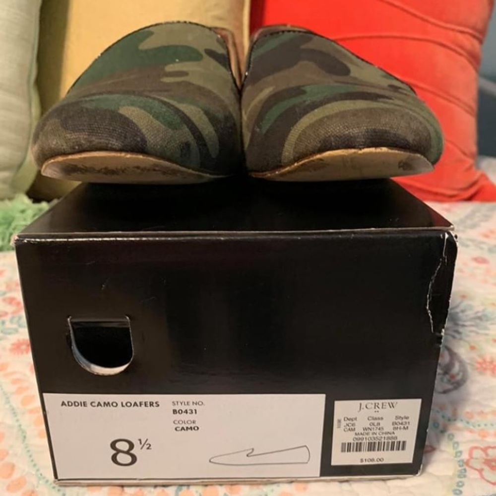 J. CREW Addie Camo Smoking Loafers